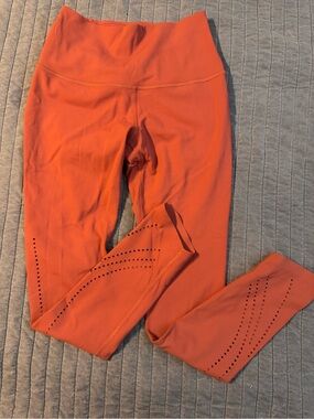 CALIA by Carrie Underwood Orange High-Waist Leggings with Laser-Cut Detail